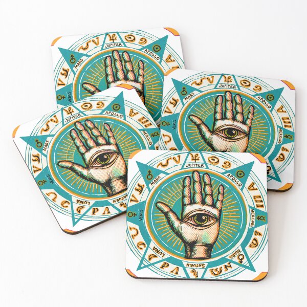 Item preview, Vintage Palmistry Fortune Telling Hand in Teal designed and sold by Fani*.