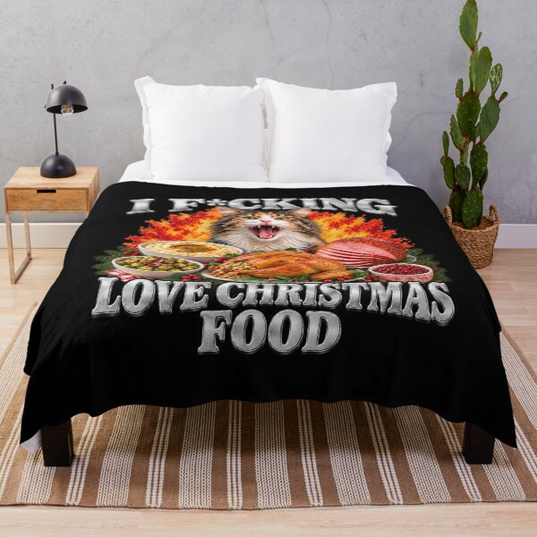 Item preview, I F*cking Love Christmas Food - Funny Angry Christmas Cat Meme designed and sold by LuloCreative.