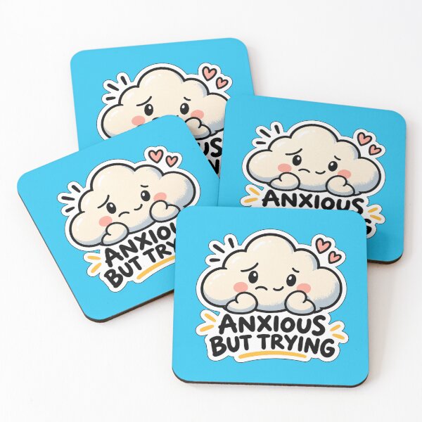 Item preview, Anxious But Trying Cute Cloud Mental Health Humor designed and sold by wanado.