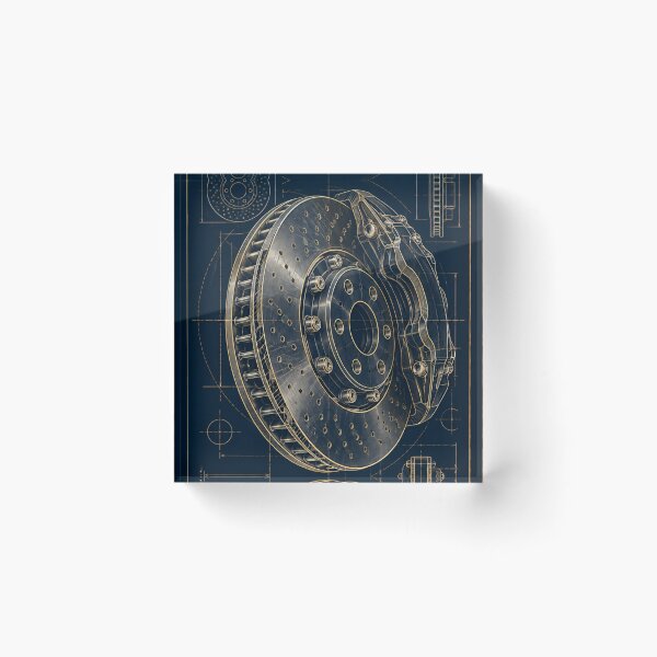 Item preview, Brake Disc Blueprint Wall Art, Navy and Gold Automotive Print, Friction Is Control, Digital Download designed and sold by shopcanva.