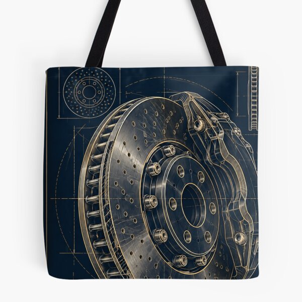 Item preview, Brake Disc Blueprint Wall Art, Navy and Gold Automotive Print, Friction Is Control, Digital Download designed and sold by shopcanva.