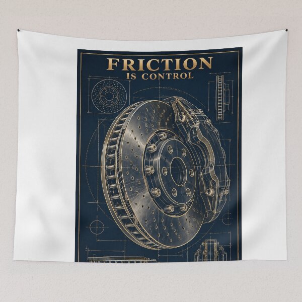 Item preview, Brake Disc Blueprint Wall Art, Navy and Gold Automotive Print, Friction Is Control, Digital Download designed and sold by shopcanva.
