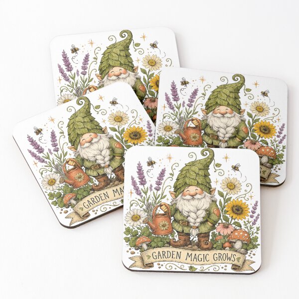 Item preview, Cute Garden Gnome Whimsical Cottagecore Floral Garden Magic Grows Art designed and sold by inkoutninja.
