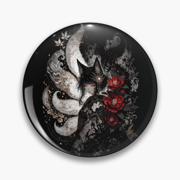 Item preview, Shadow Kitsune: Nine-Tailed Fox Spirit & Red Camellia Graphic designed and sold by HexOne.