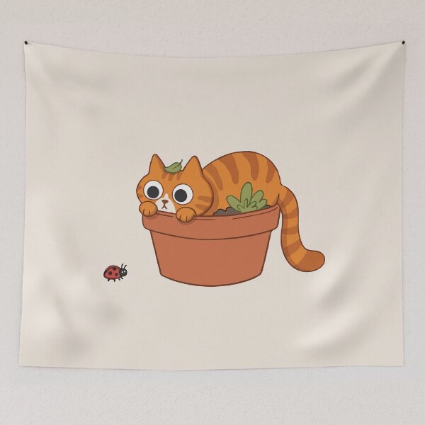 Item preview, Curious Orange Cat Plant designed and sold by Gkinoki.