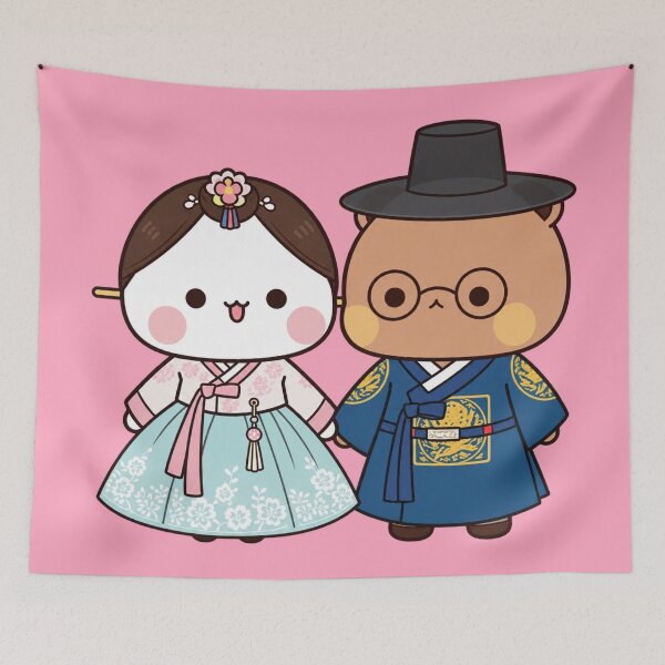 Item preview, Bubu and Dudu dressed in traditional Korean attire designed and sold by YChangShop.