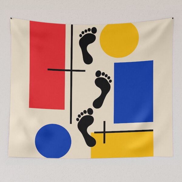 Item preview, Footprints Geometric Abstract Art, Bauhaus Style designed and sold by RamyGallery.