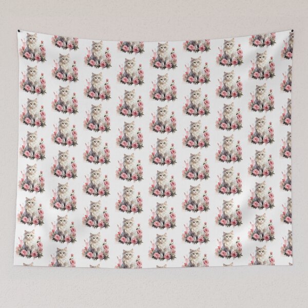 Item preview, Pink Peony Cat | Elegant Floral Aesthetic Art designed and sold by Mandayartstudio.