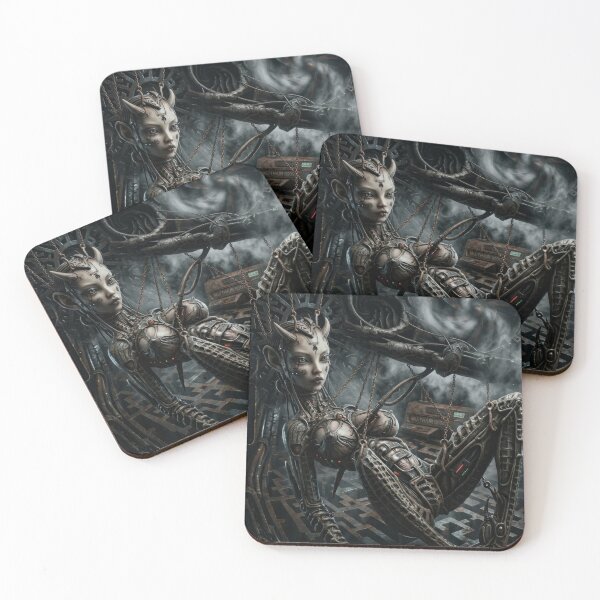 Item preview, Biomechanical Horned Cyborg Portrait designed and sold by elglotonmusical.