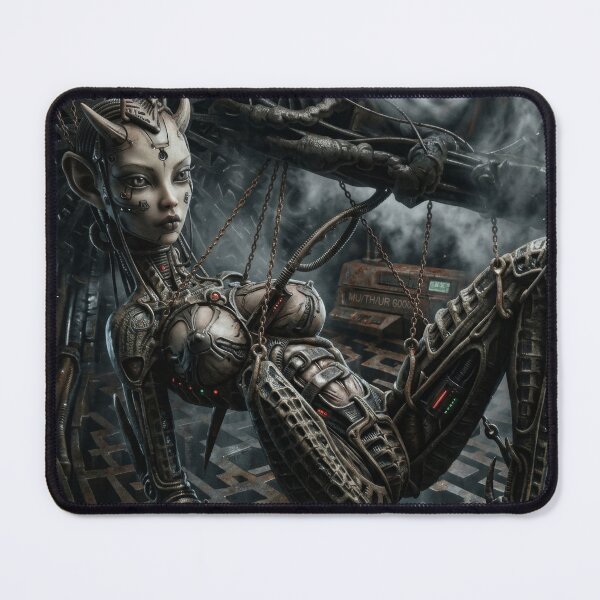 Item preview, Biomechanical Horned Cyborg Portrait designed and sold by elglotonmusical.