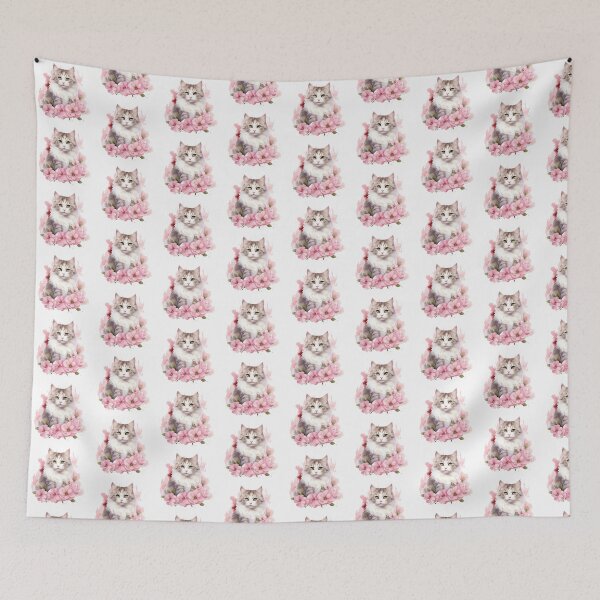 Item preview, Pink Peony Cat | Elegant Floral Aesthetic Art designed and sold by Mandayartstudio.
