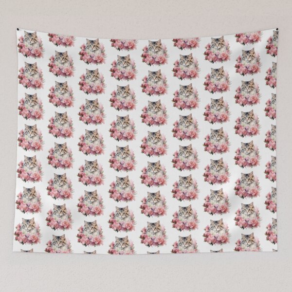 Item preview, Pink Peony Cat | Elegant Floral Aesthetic Art designed and sold by Mandayartstudio.