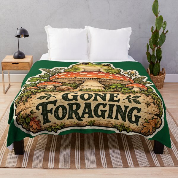 Item preview, Gone Foraging Cottagecore Frog on Mushroom designed and sold by wanado.