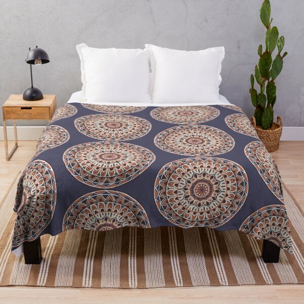 Item preview, Terracotta and Indigo Geometric Mandala – Southwestern Boho Art designed and sold by RBancroftStudio.