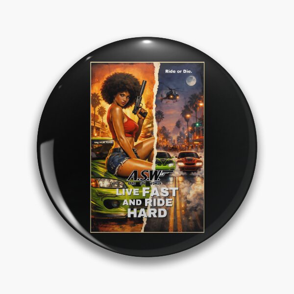 Item preview, Afro Spy Woman Live Fast And Ride Hard Vintage Action designed and sold by SkylarReily.