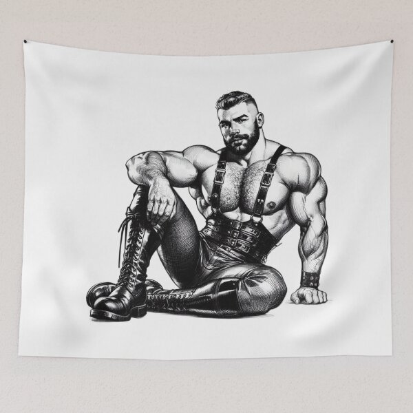 Item preview, Gay Leather Berlin Klaus Retro Art Design designed and sold by ItsAKinkThing.