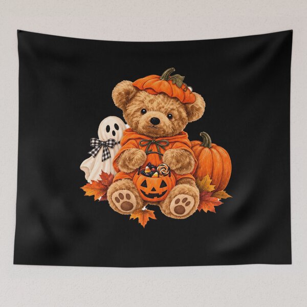 Item preview, Halloween Teddy Bear,  Cute Pumpkin Bear & Ghost designed and sold by Bob Meme Life.