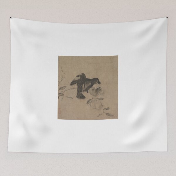 Item preview, Crow on a Pomegranate – Japanese Ink Painting designed and sold by MartinPA.