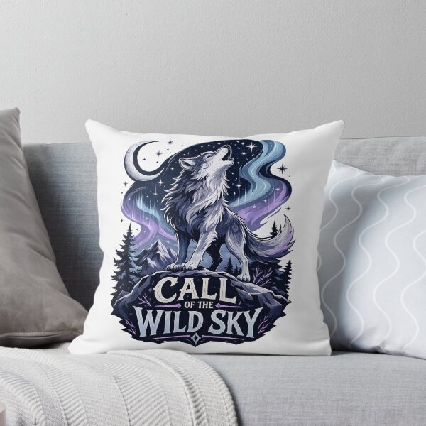 Item preview, Howling Wolf Northern Lights Fantasy Moon Call of the Wild Sky Art designed and sold by inkoutninja.