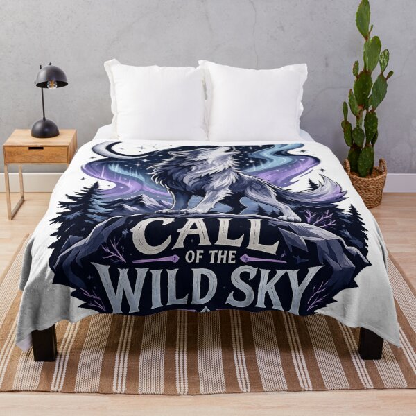 Item preview, Howling Wolf Northern Lights Fantasy Moon Call of the Wild Sky Art designed and sold by inkoutninja.