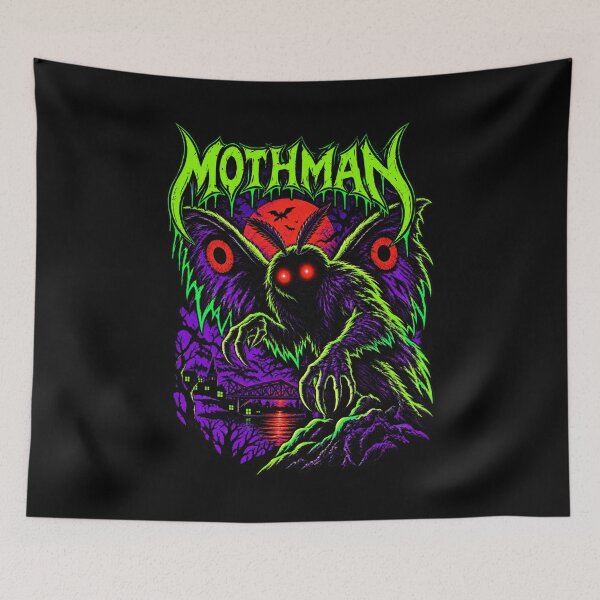 Item preview, Mothman Neon Horror Above Moonlit Bridge designed and sold by NguboNorento.