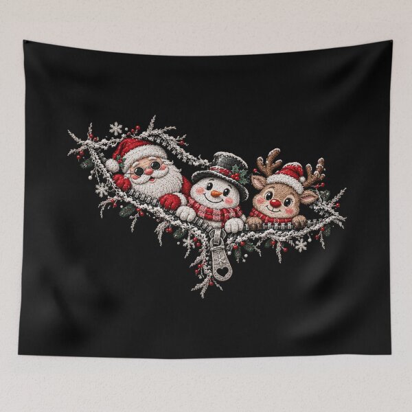 Item preview, Santa Snowman and Reindeer Peeking Through Zipper designed and sold by NguboNorento.
