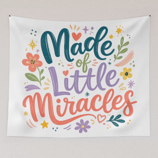 Item preview, Inspirational Quote Colorful Floral Typography Art Made of Little Miracles designed and sold by inkoutninja.