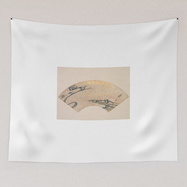 Item preview, Gold Waves Fan Painting – Vintage Japanese Art designed and sold by MartinPA.
