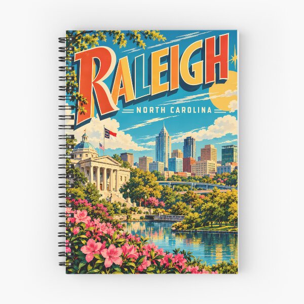 Item preview, Raleigh, NC Vintage Travel Poster: Cityscape with Flowers & Trees designed and sold by potseed21.
