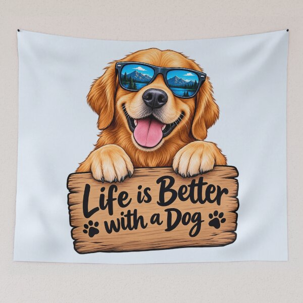 Item preview, Life Is Better With a Dog – Funny Golden Retriever Sunglasses Design designed and sold by pattman.