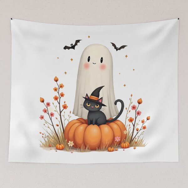 Item preview, Cute Ghost and Witch Cat designed and sold by WhiteLightPrint.