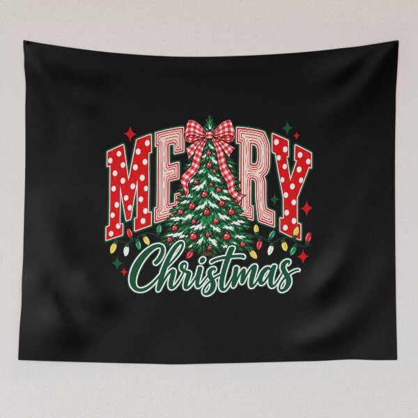 Item preview, Merry Christmas Tree with Gingham Bow designed and sold by NguboNorento.