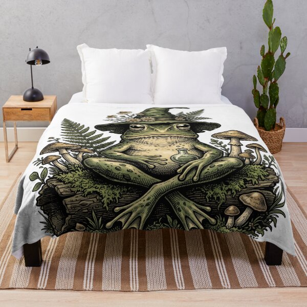 Item preview, Pondering My Life Choices Botanical Wizard Frog Vintage Woodcut Sticker designed and sold by Thuzito.