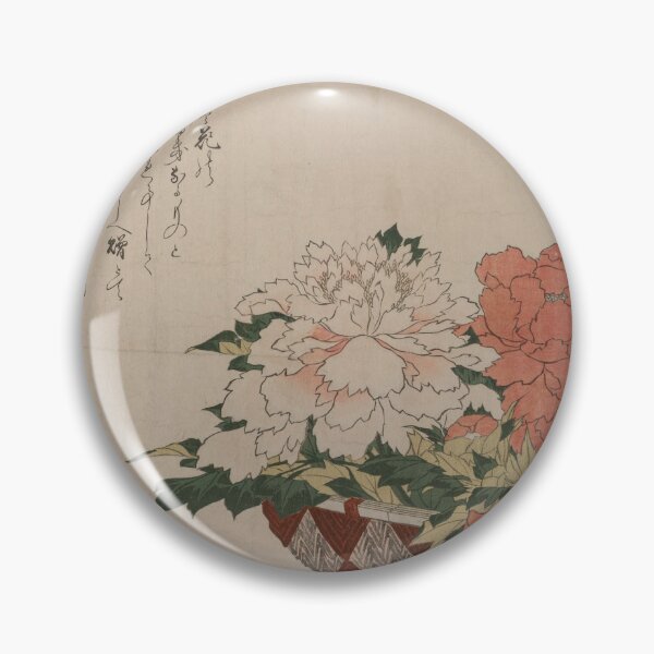 Item preview, Basket of Peonies – Hokusai Flower Print designed and sold by MartinPA.