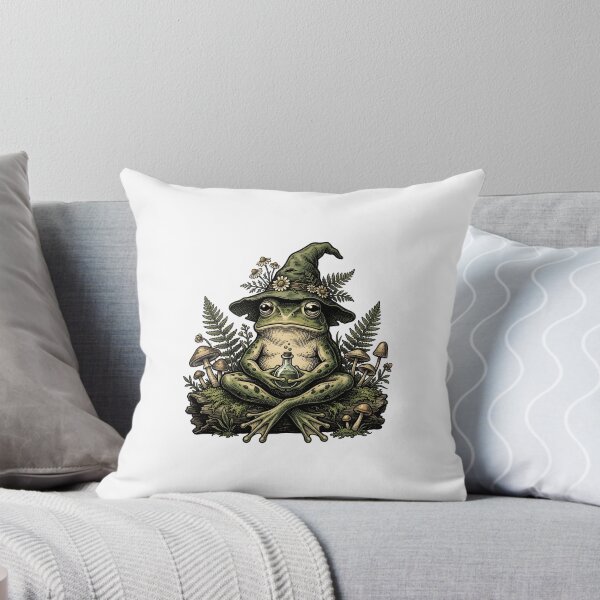 Item preview, Pondering My Life Choices Botanical Wizard Frog Vintage Woodcut Sticker - pt2 designed and sold by Thuzito.