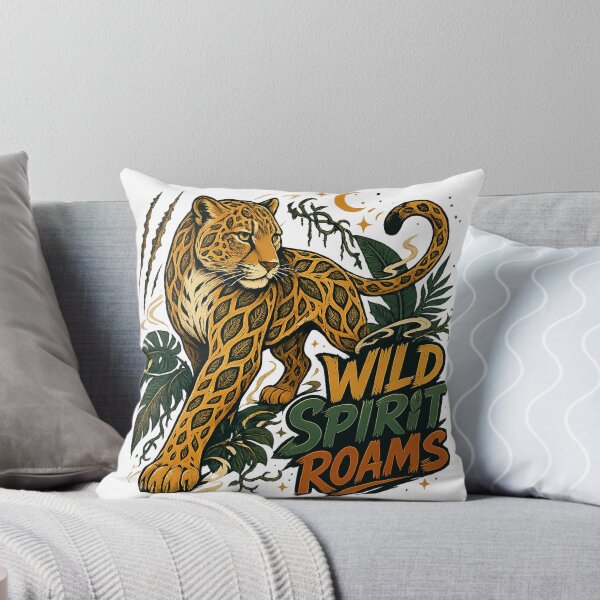 Item preview, Majestic Jaguar Tropical Jungle Wildlife Art Wild Spirit Roams Quote designed and sold by inkoutninja.