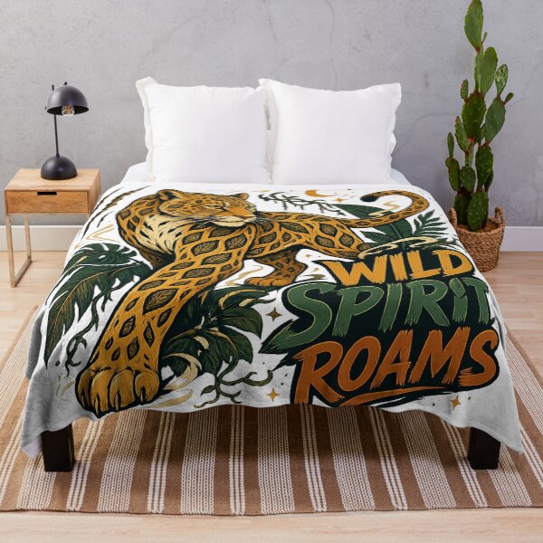 Item preview, Majestic Jaguar Tropical Jungle Wildlife Art Wild Spirit Roams Quote designed and sold by inkoutninja.