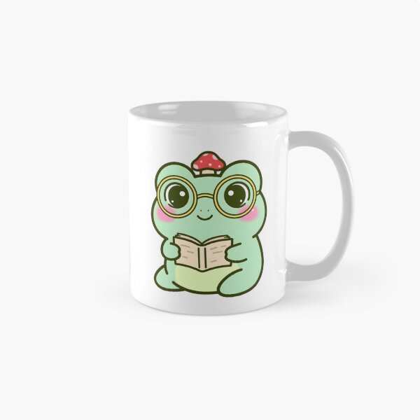 Item preview, Anxious Frog Reading Book - Cute Cottagecore Book Lover Sticker - Dark Academia Frog with Glasses and Mushroom Hat designed and sold by SoulenCify.