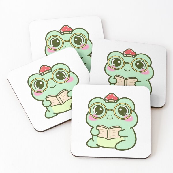 Item preview, Anxious Frog Reading Book - Cute Cottagecore Book Lover Sticker - Dark Academia Frog with Glasses and Mushroom Hat designed and sold by SoulenCify.