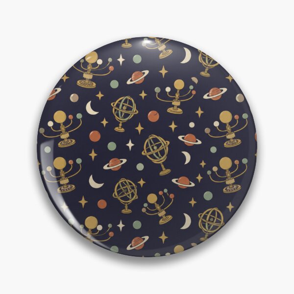 Item preview, Orrery Pattern | Antique Brass Solar System Models and Armillary Spheres on Midnight Indigo designed and sold by NominalSystems.