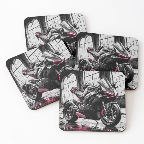 Item preview, Neon Crimson Superbike Sport Motorcycle Garage Wall Art designed and sold by MarCinu Art.