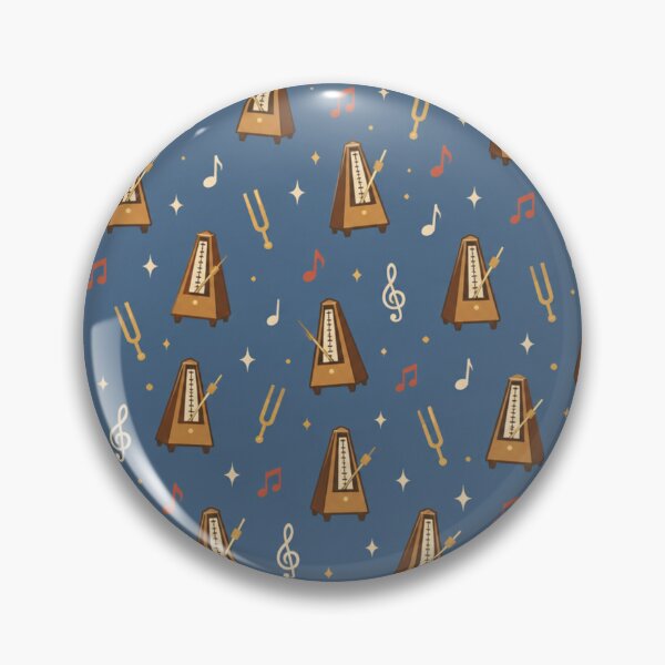 Item preview, Metronome Pattern | Vintage Wooden Metronomes, Tuning Forks and Music Notes on Dusty Blue designed and sold by NominalSystems.