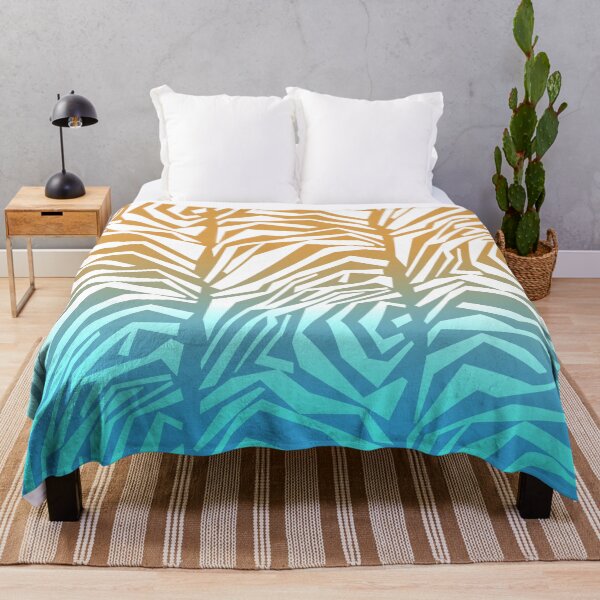 Item preview, White Abstract Zebra Pattern on Yellow, Green and Blue Ombre A-Line Dress designed and sold by HHS26.