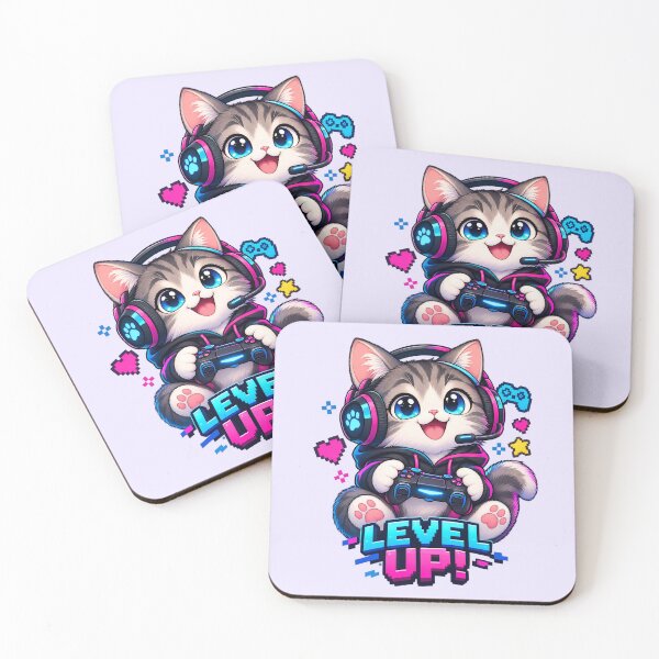 Item preview, Level Up Gamer Cat – Cute Gaming Cat with Headphones designed and sold by pattman.