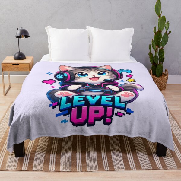 Item preview, Level Up Gamer Cat – Cute Gaming Cat with Headphones designed and sold by pattman.