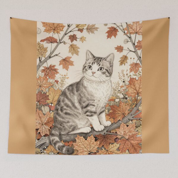 Item preview, Cute Cat on a Tree Branch in Autumn  designed and sold by Wiss2Arts.