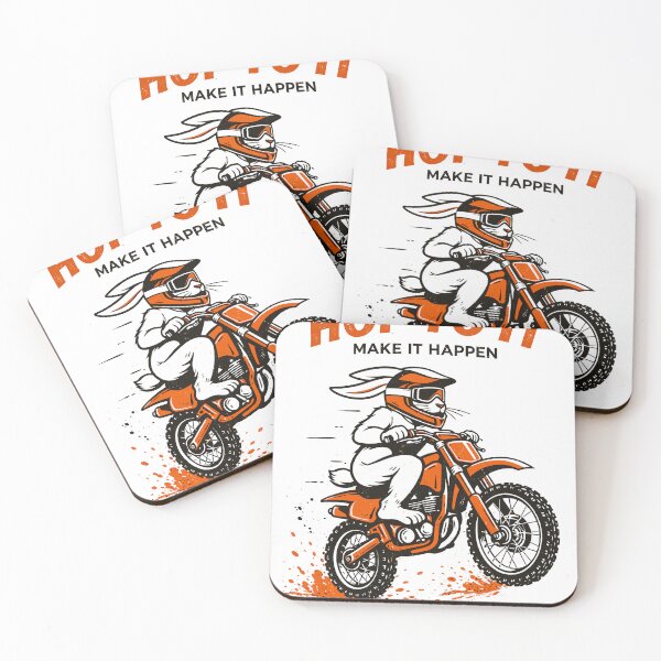 Item preview, Hop To It Make It Happen Dirt Bike Rabbit Poster designed and sold by Matinez Pink.