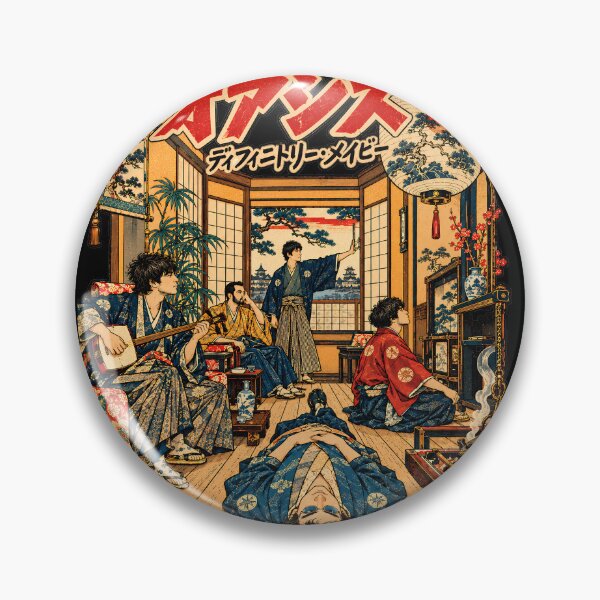 Item preview, Samurai Lounge Shamisen Tatami Room Ukiyo-e Britpop Band Art designed and sold by BRTHRCNK01.