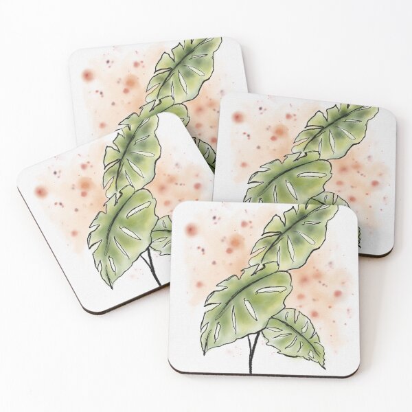 Item preview, Monstera Rise, Tropical Leaf Watercolor Ink Painting designed and sold by ShooNyaArtStudio.