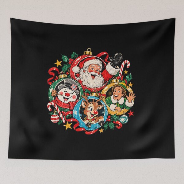 Item preview, Vintage Christmas Characters in Colorful Ornament Frames designed and sold by NgumohaLanke.